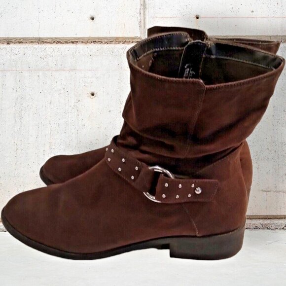 American Eagle Boots Womens Size 7 Ankle Brown Beaded Studs Faux Leather Boots - Picture 12 of 14